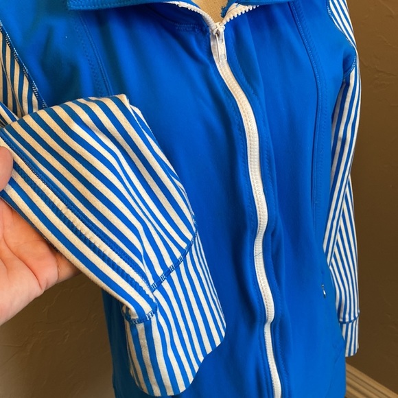 *Reworked* Lululemon Daily Yoga Jacket Beaming Blue/Classic Stripe Size 10 - Picture 7 of 14